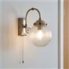 Licht-Erlebnisse Lampada da parete con interruttore IP44 vetro metallo in ottone anticato H: 27 cm E14 applique bagno luce specchio lampada bagno