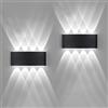 FUPE 2 Pack Lampada da Parete Esterno/Interno LED Applique da Esterni 16W 1600LM Up Down Applique da Parete, IP65 Impermeabile Moderno Lampade Muro Alluminio, Bagliore su e giù (Nero 6500K luce freddo)