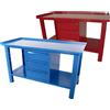 SOGI Banco da lavoro SOGI 1,5 metri con piano in acciaio + armadio a 3 cassetti - blu/rosso