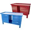 SOGI Banco lavoro SOGI 1,5m piano acciaio + armadio anta cassetto + armadio a 3 cassetti - blu/rosso