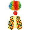 3 Pezzi Set da Clown con Parrucca e Naso di Alta Qualità per Carnevale, Adulti