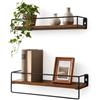 Relaxdays Set di 2 mensole a muro, LxP: 40x15,5 cm, con asta, marrone/nero | MDF/metallo, per cucina/bagno/salotto