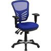 Flash Furniture Nicholas - Sedia Girevole da Ufficio e da Gioco, con Schienale Medio, ergonomica, con Supporto Lombare e Altezza Regolabili, Colore: Blu