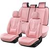 Coverado Set completo di coprisedili per auto, rosa, impermeabili, con supporto lombare, in pelle, universali, adatti alla maggior parte delle auto