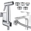 AITUOSI Kit per bidet con spruzzatore per WC, in acciaio inox, kit per doccia musulmana e spruzzatore per pannolini per bambini, con splitter per rubinetto, tubo flessibile e gancio per WC o montaggio a