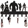 HeavenlyKraft Superheros - Portachiavi da parete in metallo, organizer per chiavi, 26 x 19 x 2,5 cm, nero