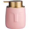 ohihuw Dispenser di sapone unico e moderno, bottiglia in ceramica a forma di viso con pompa antiruggine oro opaco, dispenser decorativo per lozioni per bagno o cucina (rosa)