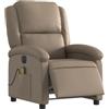 vidaXL Poltrona Reclinabile Massaggio Elettrica Cappuccino Similpelle