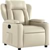 VidaXL Poltrona Reclinabile In Similpelle Crema, Poltrona Elettrica Con Poggiapiedi E Portabicchieri, Design Moderno Per Soggiorno