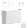 OUTALIZ Scatola per router WiFi, per nascondere router, 30 x 22 x 6,5 cm, da appendere alla parete, organizer per cavi TV, decorazione da parete, camera da letto, soggiorno, ufficio, bianco