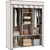 HOMCOM Guardaroba in Tessuto con Base Rialzata 125x43x162.5 cm Crema
