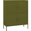 Gecheer Armadio,Armadietto,Credneza,Mobiletto,per Soggiorno,Ufficio,in Acciaio,Verde Oliva,con 2 Ante,2 Ripiani Regolabili,80x35x101,5 cm,Credenza da Salotto in Metallo,Armadio Schedario per Ufficio