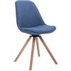 CLP Sedia Girevole Troyes In Stoffa I Sedia Rétro In Legno Imbottita Gambe Tonde I Sedia Design Girevole A 360°, Colore: blu, Colore del telaio: natura