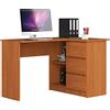 AKORD Scrivania ad Angolo B-16 con 3 Cassetti e 2 Ripiani | Scrivania ad Angolo per Ufficio in Casa | L124 x H77 x P85, 48 kg | Ontano