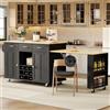 Henjda Isola da cucina, carrello da cucina con rotelle estraibili, con 3 cassetti e USB, presa elettrica, portabottiglie, per cucina, sala da pranzo, 136 x 223 x 50 x 93 cm