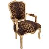 Way Home Store - Poltrona BAROCCO Luis stile Francese Luigi XVI - legno foglia Oro e Tessuto Leopardato - dimensioni : 63 x 65 x 94 cm