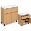 paplinskimoebel - Lavabo ARIZA con mobile largo 80 cm, Lavabo con mobile a 2 ante, Set di mobili da bagno - Legno/Quercia Lancillotto