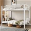 Gojyjqytupo Letto a castello da 140 x 200 cm, in metallo, stabile letto a | Letto matrimoniale in metallo per ragazzi e bambini, con protezione anticaduta e scala, silenzioso e antiscivolo, bianco
