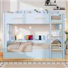 Merax Letto a soppalco da 90 x 200 cm, con sottoletto, presa USB e scomparti portaoggetti, letto a castello per bambini con due posti letto, in legno di pino e MDF, letto a soppalco salvaspazio per la