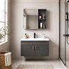 FGNIXLN Set di mobili da bagno con mobiletto, 71 cm, con armadietto a specchio da 65 cm, set di mobili da bagno con lavandino, sospeso, mobili moderni da bagno(Grigio,70x47cm)