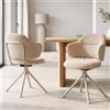 Ya-Home 2 PZ Sedie Sala da Pranzo Girevoli in Ciniglia, Giallo | Sedie Cucina con Cuscino ad Alta Densità, Poltrona Design Moderno, Gambe in Metallo per Soggiorno/Ristorante