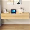 JS Space Scrivania Sospesa da Parete con Cassetti Tavolo Flottante in Legno Scrivania Salvaspazio per Camera Studio Ufficio Casa Piccoli Spazi Natural Wood 140cm/55in