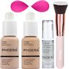 Hilareco Phoera - Fondotinta a copertura completa, Phoera Face Primer, pennello per fondotinta, pennello Kabuki, spugna per trucco