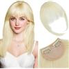 Silk-co Frangia Frontale Capelli Finti Frangetta Clip in Extension Posticci Donna Lisci Fascia Unica con Tempie 21.5g 2Clips Biondo Chiaro