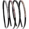LONEEDY 4 Pack Fashion Rhinestone and Crystal Hard Headbands, Non-slip Teeth Hairband for Women