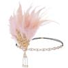 DIELOVEHUA Capelli Piume, Vintage Piuma Cerchietti, Fascia per Capelli con Strass, Accessori Anni 20 Donna, per Festa a Tema Vintage Matrimonio Cocktail Carnevale (Rosa)