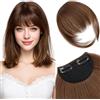 Silk-co Frangia Frontale Capelli Finti Frangetta Clip in Extension Posticci Donna Lisci Fascia Unica con Tempie 21.5g 2Clips Castano Chiaro