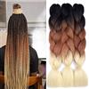 FANWYFYU Treccie Extension enormi intrecciati, 24inch3 pezzi,di estensione dei capelli intrecciati Jumbo sintetici Ombre Trecce di scatola africane ad alta temperatura (Nero-Marrone-Biondo)