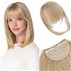 Silk-co Frangia Frontale Capelli Finti Frangetta Clip in Extension Posticci Donna Lisci Fascia Unica con Tempie 21.5g 2Clips Biondo Scuro & Sbiancante
