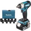 Makita Avvitatore a impulsi 1/2" 210 Nm a batteria 18V LXT Makita® DTW181RTJ con set 9 bussole (D-41517)