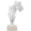 BONGELLI PREZIOSI - Statua Figura Moderna Coppia Face 39cm Bianco Base Nocciola