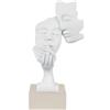BONGELLI PREZIOSI Figura Statua Moderna Coppia Face 28cm Bianco Base Nocciola Marmorino
