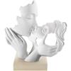 BONGELLI PREZIOSI - Statua Figura Moderna Coppia Face Bianco Nocciola 34x30cm Marmorino