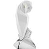 BONGELLI PREZIOSI Statua Figura Gufo Stilizzato Bianco Argento 16cm Marmorino