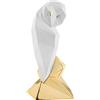 BONGELLI PREZIOSI Statua Figura Gufo Stilizzato Bianco Oro 16cm Marmorino
