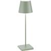 ZAFFERANO Poldina PRO Lampada da Tavolo 38cm LED Ricaricabile Senza Fili Salvia Alluminio