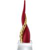 BONGELLI PREZIOSI Cornetto Corni Intrecciati Base Cristallo 20cm Rosso Oro Marmorino
