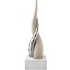 BONGELLI PREZIOSI Cornetto Corni Intrecciati Base Bianca Corno Nocciola Argento 20cm Marmorino