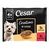 CESAR Creations Pollo con piselli e Manzo con carote in salsa 4×100 g cibo umido per cani adulti
