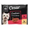 CESAR Creations Pollo con piselli e Manzo con carote in gelatina 4×100 g cibo umido per cani adulti