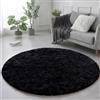Amdrebio Tappeto rotondo nero per camera da letto, soffice, 1,2 x 10,2 m per la camera dei bambini, tappeto peloso, shaggy per dormitorio, tappeto nero, carino decorazione per la stanza del bambino