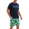 Nieery Pigiama Uomo Cotone Corto Estivo Girocollo Camuffare Pigiami | Due Pezzi Maniche Corte Casual Set con Tasche e Coulisse