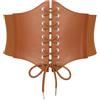 VONMELLI Renaissance Corsetto Cintura da donna con lacci larghi elastici in | Cintura elastica in vita retrò con elastico laterale in pelle PU legata per feste in costume di Halloween