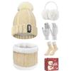 Tuopuda Cappello Sciarpa e Guanti Touch Screen Donna Invernali Berretto in Maglia Beanie Collo della Ciarpa 5 Pezzi Beanie Hat Scaldacollo Calzini Ispessiti Paraorecchie Earmuffs di peluche