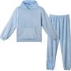 LACOFIA Pigiami in Pile Due Pezzi da Donna Pigiama Set Invernale con Cappuccio Abbigliamento Caldo da Notte a Maniche Lunghe Adulto Pigiama di Coppia Azzurro S