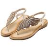 Generic Sandali da donna con cristalli e infradito estive, piatti, romani, con strass, eleganti, morbidi, traspiranti, antiscivolo, estivi, gold, 38